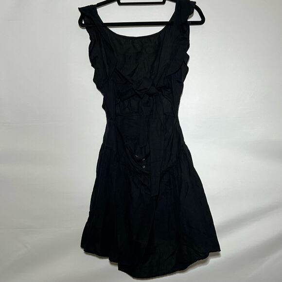Free People Ruffle Trim Cut Out Erin Mini Dress Black Linen Womens Size XS NWT - Picture 5 of 10